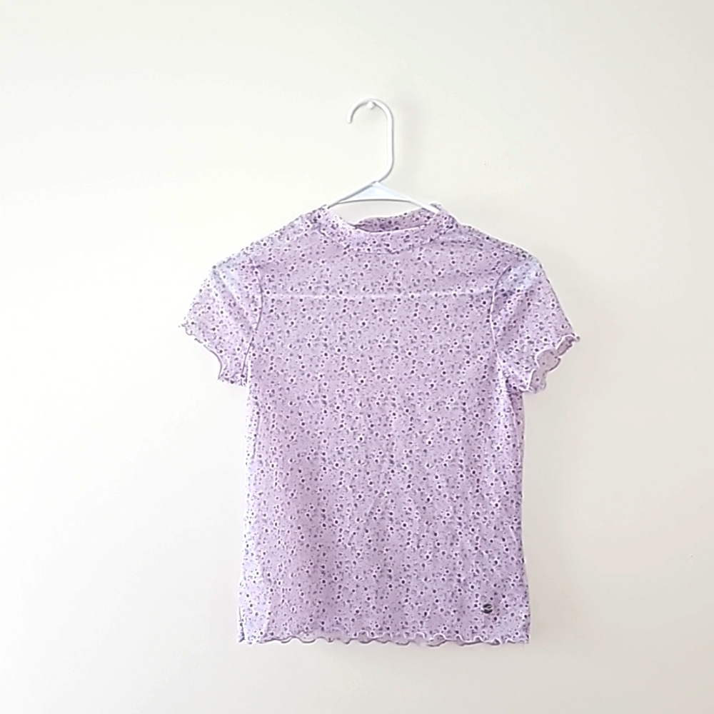 SEMI TRANSPARENT PURPLE FLOWER TOP